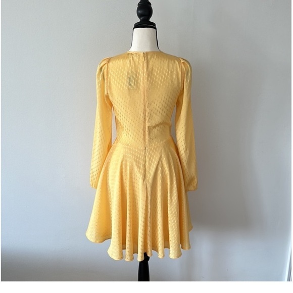 Maje Paris yellow jacquard textured yellow satin skater dress EU 36 - Picture 8 of 16